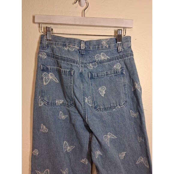 Simple Society Denim Blue Jeans Butterfly Print Boho Y2K Retro Casual Size 1/25 - Picture 4 of 6